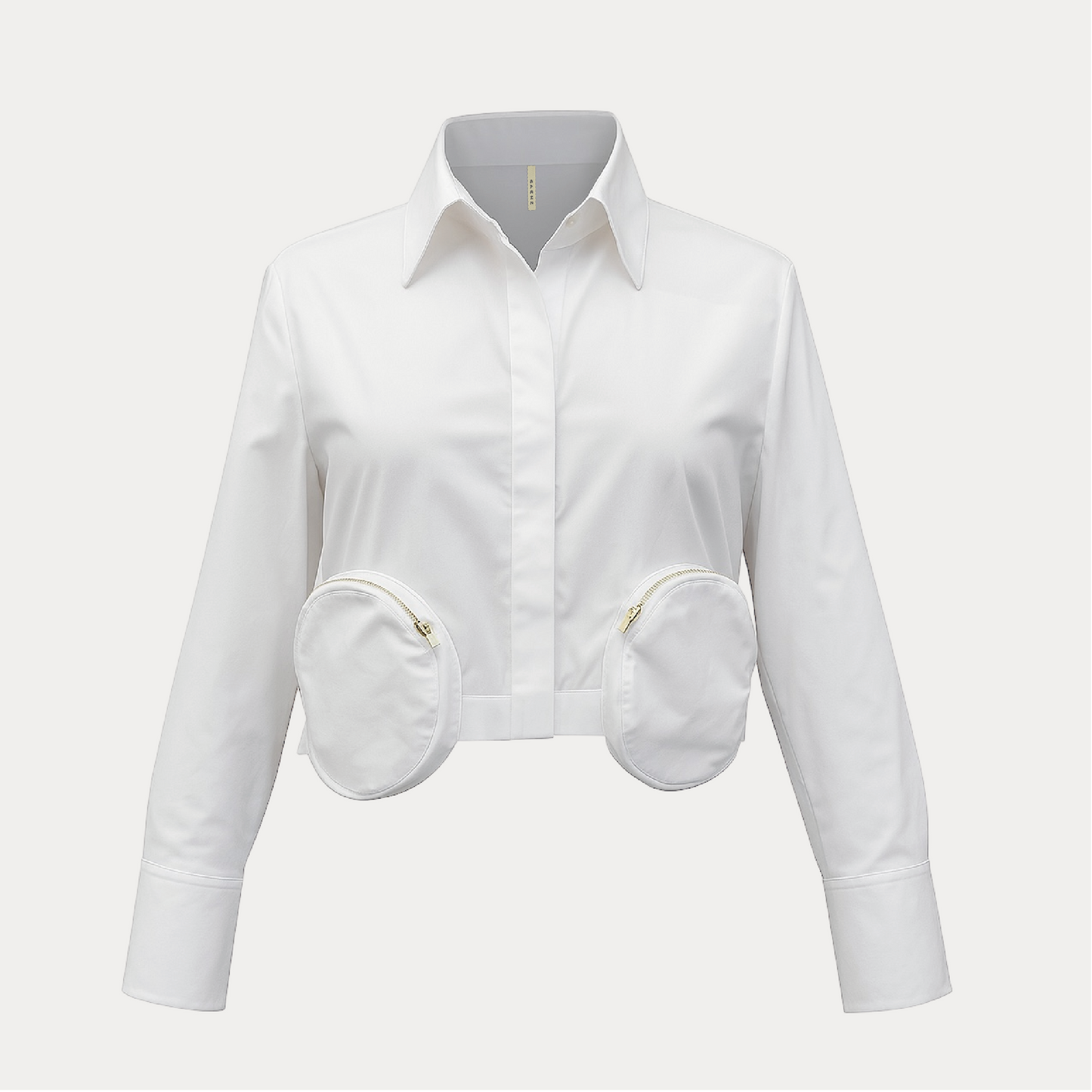 Camisa Cropped Bolsillos Circulares