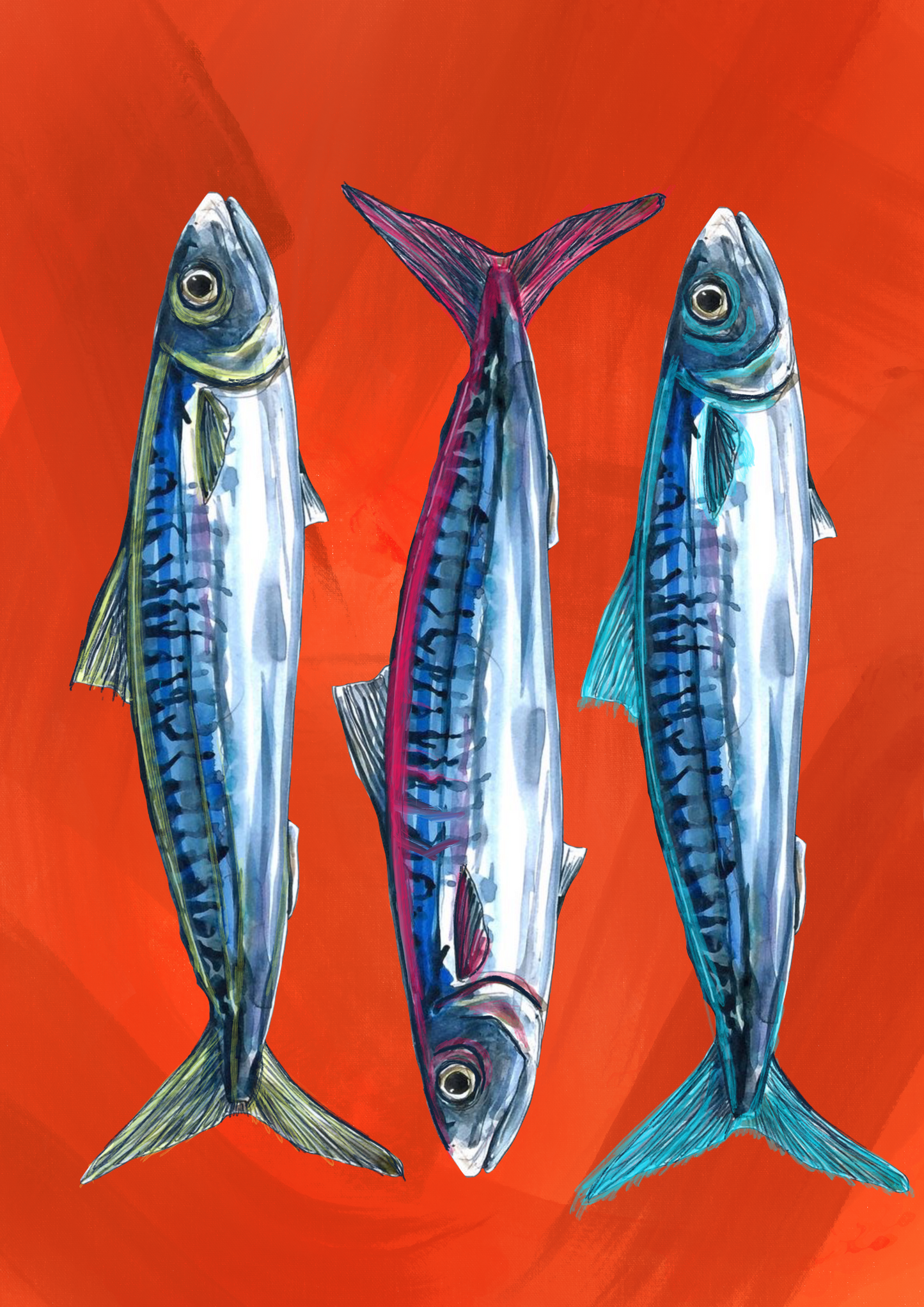 Camiseta oversize cremallera, estampado Sardinas