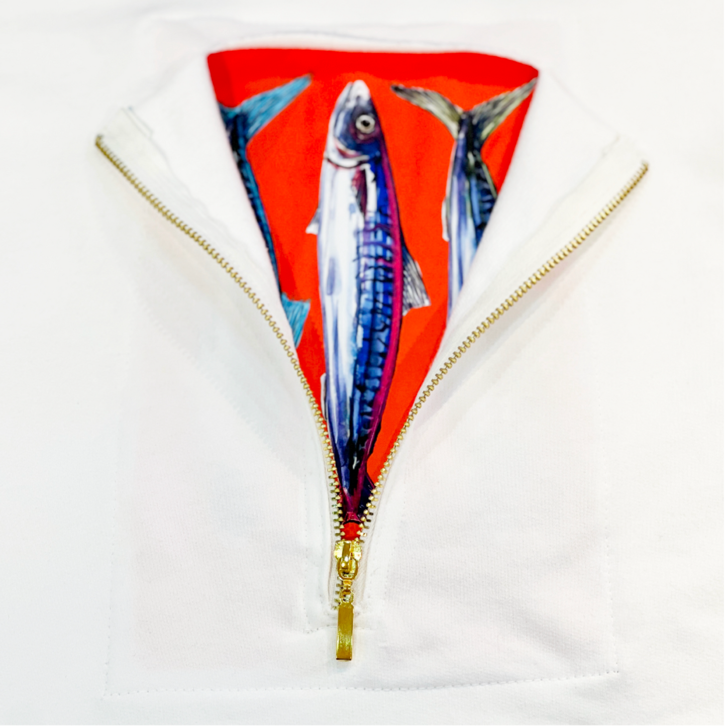 Camiseta oversize cremallera, estampado Sardinas