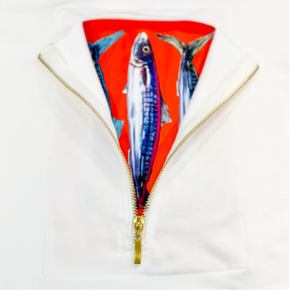 Camiseta oversize cremallera, estampado Sardinas